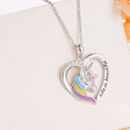 Mahi Rhodium-Plated Unicorn Pendant With Chain-picture-39