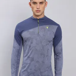 Technosport Self Design High Neck Antimicrobial Slim Fit Training or Gym T-shirt-picture-41