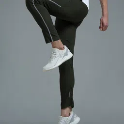 CULT Men Olive Green Solid Flash Run Reflective Antimicrobial Track Pants-picture-18