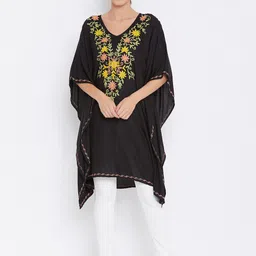 Ruhaans Black & Yellow Embroidered Kaftan Tunic-picture-11