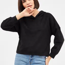 Kibo Suede Boxy Fit Hooded Crop Sweatshirt-picture-25