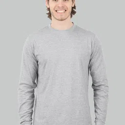 Trends Tower Men Grey Melange Solid Cotton T-shirt-picture-11