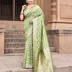 elora Chevron Woven Design Zari Ikkat Saree-picture-13
