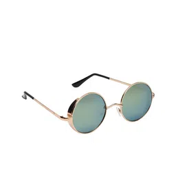 GARTH Unisex Green Lens & Gold-Toned Round Sunglasses with UV Protected Lens-picture-50