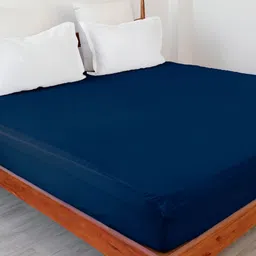 HOMEMONDE Navy Blue Terry Water Resistant Mattress Protector-picture-12