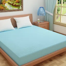 DREAM CARE Turquoise Blue Solid Mattress Protector-image-77