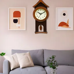 Attractionz Brown Round Contemporary Wall Clock-picture-30