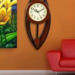 Attractionz Brown & White Analogue Round Wall Clock-picture-47