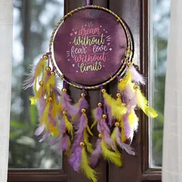 DULI Purple & Yellow Printed Feather Windchimes-picture-7