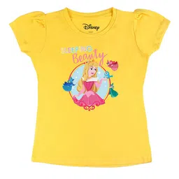 Disney by Wear Your Mind Girls Yellow Printed T-shirt image 1