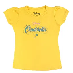 Disney by Wear Your Mind Girls Yellow Printed Cotton Pure Cotton T-shirt-picture-15
