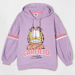 Fame Forever by Lifestyle Girls Purple Garfield Print Hooded Pure Cotton Sweatshirt-picture-36