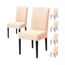 HOUSE OF QUIRK Cream 6 Pieces Removable Washable Chair Cover-image-12