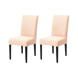 HOUSE OF QUIRK Cream 2 Pieces Self Design Removable Washable Chair Cover-picture-20