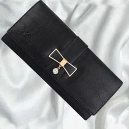 YESSBENZA Women Black Bow Detail Two Fold Wallet-picture-29