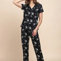 Van Heusen Floral Printed Lapel Collar Night suit-picture-31