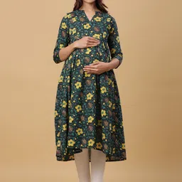 CRAFIQA Floral Printed Floral Maternity A-Line Kurta-picture-33