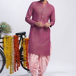 KISAH Geometric Embroidered Pure Cotton Straight Kurta With Dhoti Pants-picture-38