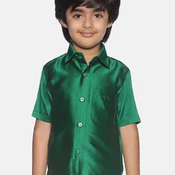 Sethukrishna Boys Green Classic Opaque Party Shirt-image-15