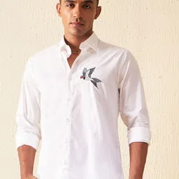 DENNISON Cotton Smart Slim Fit Casual Shirt With Embroidered Detail-picture-40