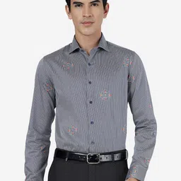 JB STUDIO Slim Fit Ethnic Motifs Printed Pure Cotton Formal Shirt-image-42