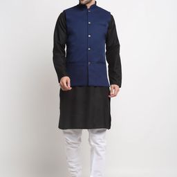 KRAFT INDIA Mandarin Collar Pure Cotton Kurta & Churidar With Nehru Jacket-picture-48