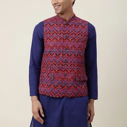 Fabindia Printed Pure Cotton Mandarin Collar Slim Fit Nehru Jackets-picture-44