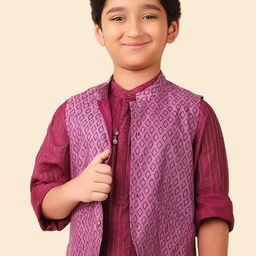 Fabindia Boys Ethnic Motifs Printed Mandarin Collar Nehru Jacket-picture-16
