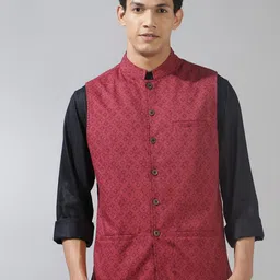Fabindia Ethnic Motif Printed Cotton Nehru Jacket-picture-4