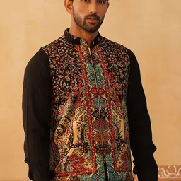 Jompers Printed Velvet Nehru Jacket image 1