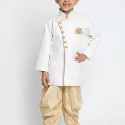 VASTRAMAY Boys Mandarin Collar Jute Cotton Sherwani Set image 3