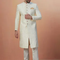 Manyavar Men Self-Design Art Silk Traditional Sherwani image 1