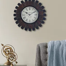 Aapno Rajasthan Navy Blue & Copper-Toned Textured Contemporary Wall Clock-picture-19