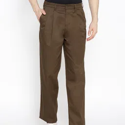 ColorPlus Men Brown Classic Regular Fit Solid Trousers-picture-10