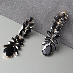 YouBella Black Gold-Plated Stone-Studded Drop Earrings-picture-18