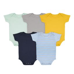 Moms Home Infants Pack of 5 Printed Organic Cotton Bodysuit-picture-27