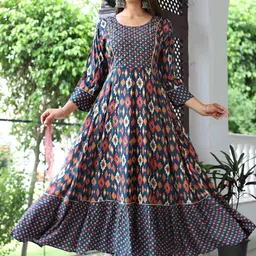 DARVIKAA COLLECTION Ethnic Motifs Printed Gotta Patti A-Line Ethnic Dresses-image-5