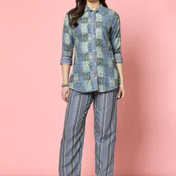 Clora Creation Printed Shirt With Trousers Co-Ords-picture-18