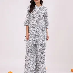 SANSKRUTIHOMES Printed Pure Cotton Top & Trousers Co-Ords image 1