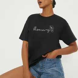 DOROTHY PERKINS Typography Printed Pure Cotton T-shirt-picture-41