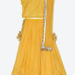 Biba Girls Yellow Ready to Wear Lehenga & Blouse With Dupatta-image-70