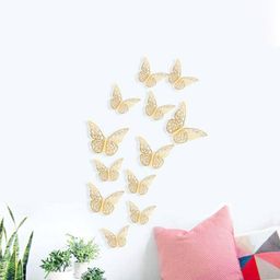 Jaamso Royals 12 Pcs Golden Removable 3D Butterfly Wall Stickers-picture-45