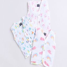 Polka Tots Kids Pack of 3 Printed Cotton Jhabla Innerwear Vests-picture-30