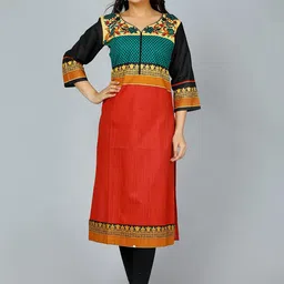 Jevi Prints Ethnic Motif Printed V Neck Pure Cotton Kurta-picture-40