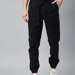 HERE&NOW Men Black Solid Joggers-picture-17