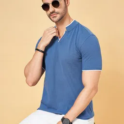 BYFORD by Pantaloons Mandarin Collar Regular Sleeves Cotton Slim Fit T-shirt-picture-11