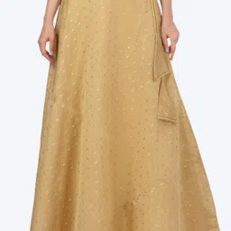 Studio Shringaar Women Golden Colored Embellished Flared Maxi Skirts-picture-24
