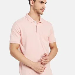 Octave Men Pink Polo Collar Pockets T-shirt-picture-31