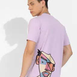 Campus Sutra Lavender Graphic Printed Cotton Casual T-shirt-picture-23