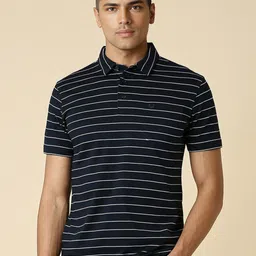 Allen Solly Striped Cotton Polo Collar Pockets Casual T-shirt-picture-14